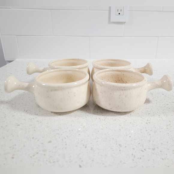 Vintage 84' Handmade French Onion Soup Bowls Set of 4 Retro Handcrafted Bowls - Picture 5 of 12